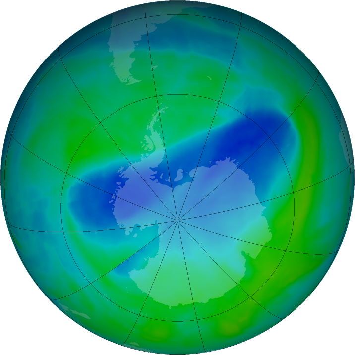 Antarctic ozone map for 16 December 2008